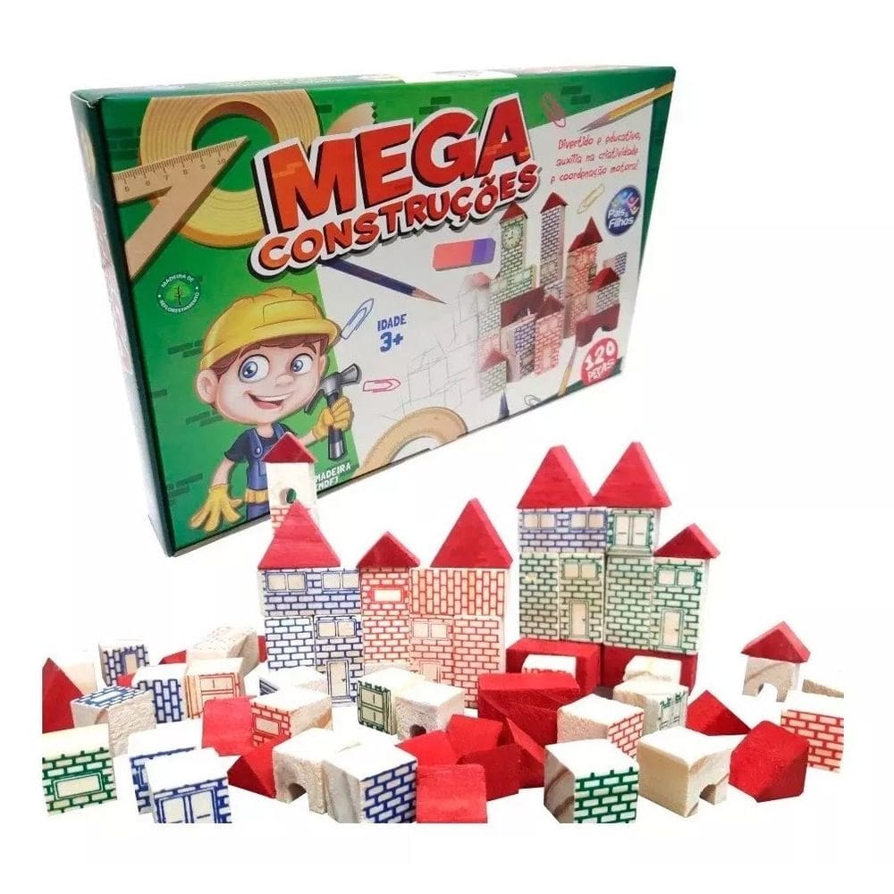 Blocos de Montar Mega Construção Pais e Filhos 120 peças