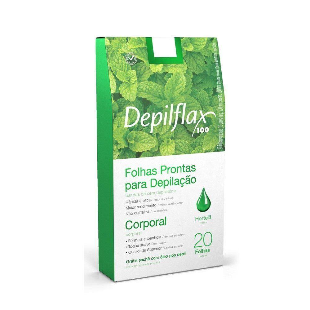 Folhas Prontas Para Depilação Corporal Pernas Depilflax Hortelã 20un