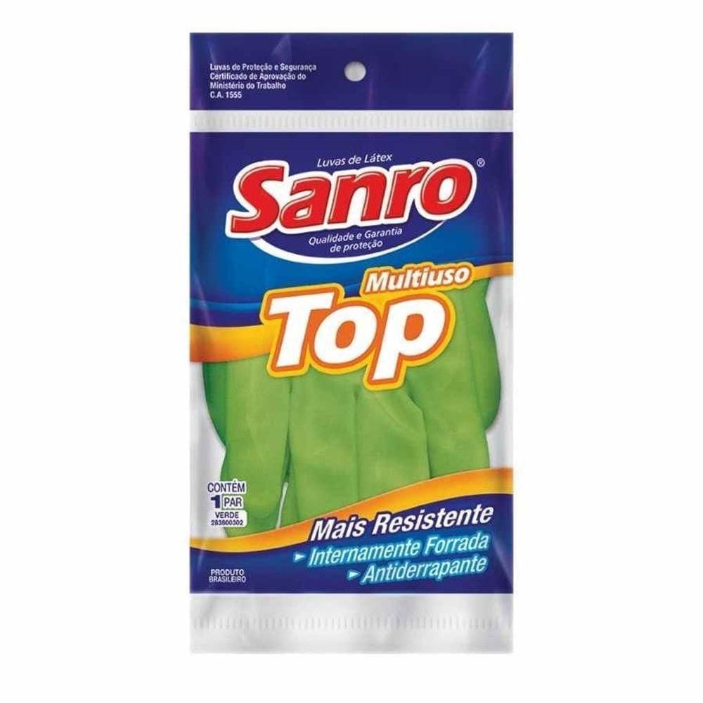 Luva Sanro Antiderrapante Forrada Top Verde Média