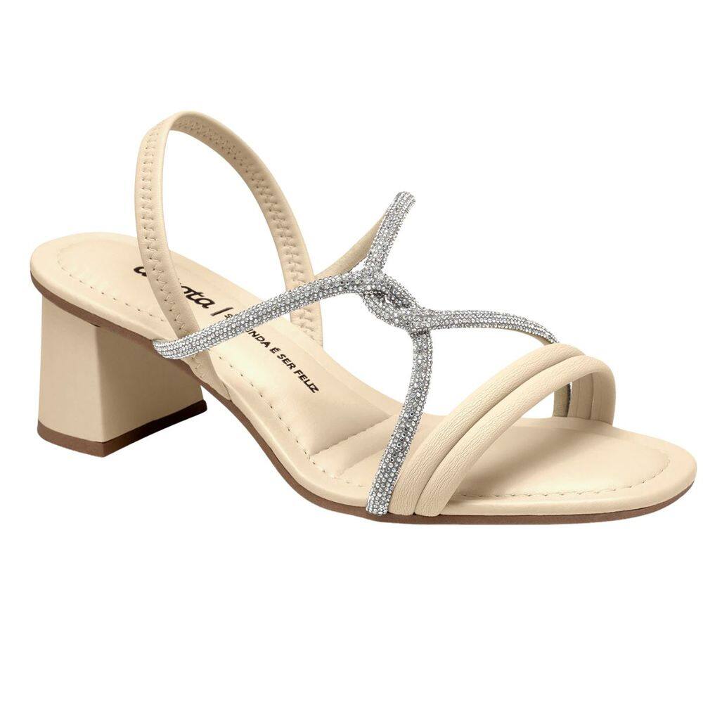 Sandália Dakota Feminina Com Strass Salto Grosso Baixo Nude Confortável Y7912- Feminino