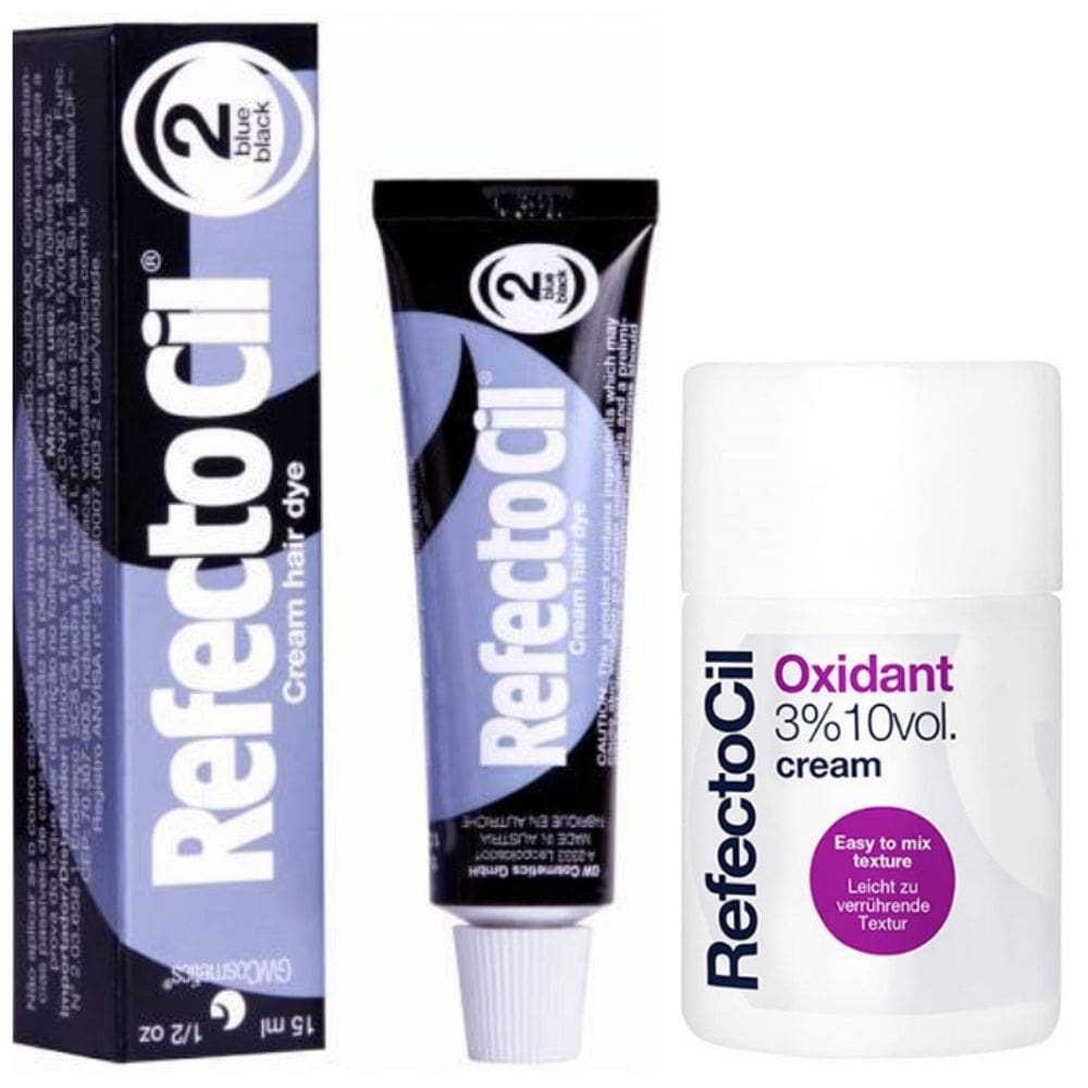 Kit Refectocil Tintura Sobrancelhas Preto Azulado 2.0 e Ox Creme 100 ml