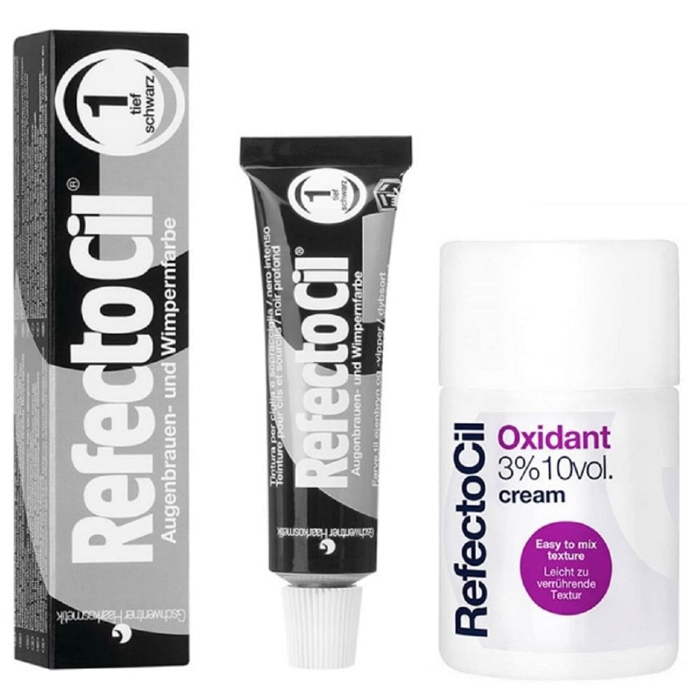 Kit Refectocil Tintura Sobrancelhas Preto 1.0 e Oxidante Creme