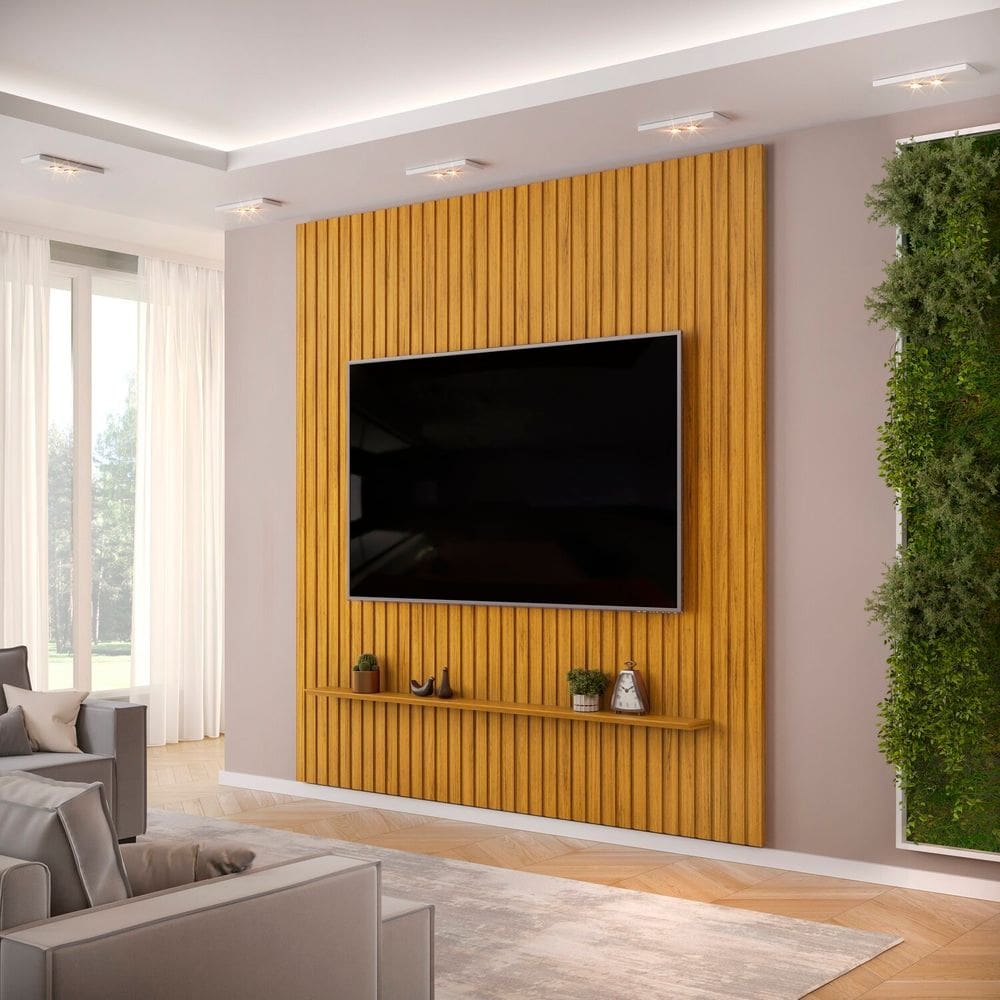 Painel Ripado Trento 250x240cm em Mdf Cedro
