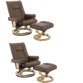 Conjunto com 2 Poltronas de Massagem com Apoio para Pés Minnesota Marrom
