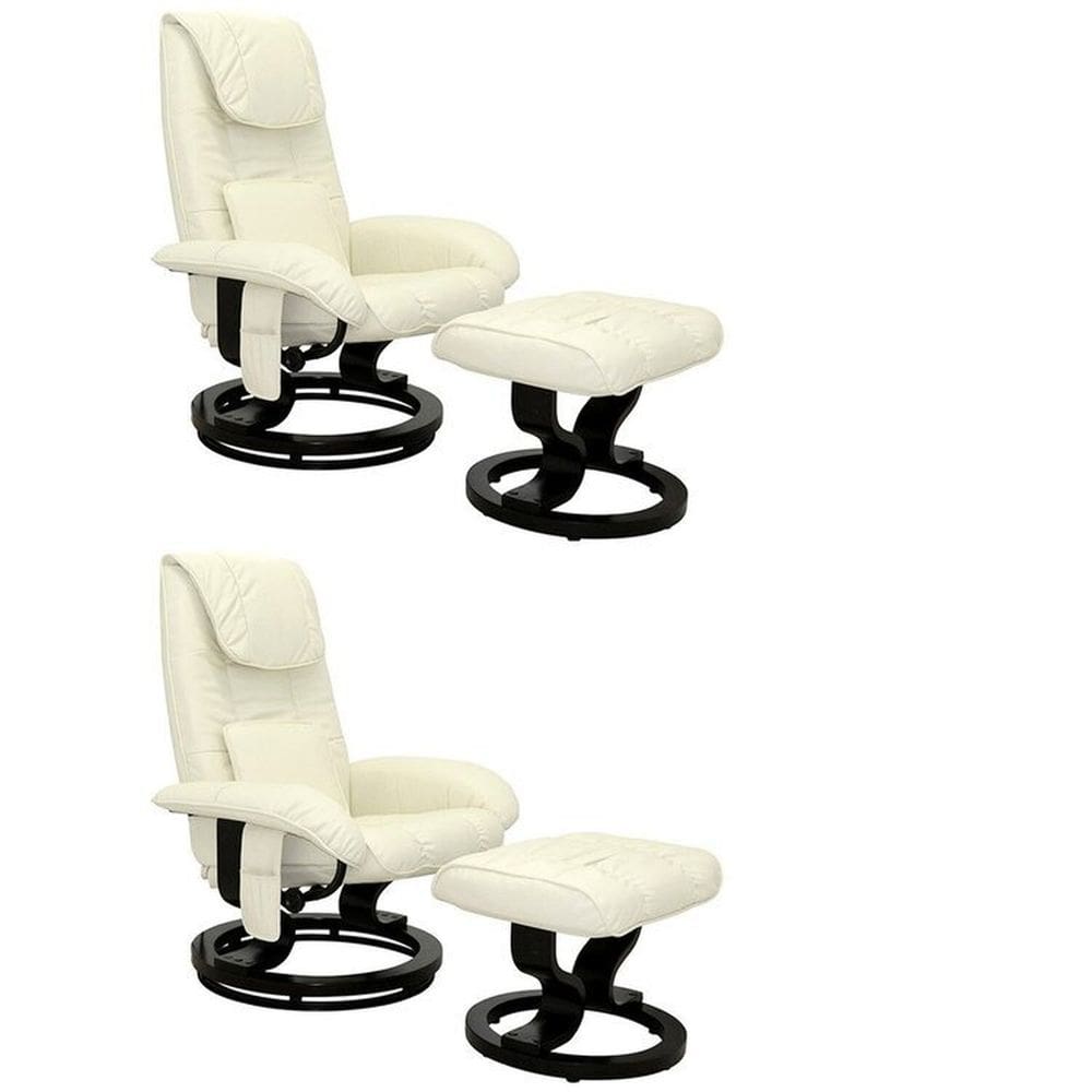 Conjunto com 2 Poltronas de Massagem com Apoio para Pés Louisiana Creme