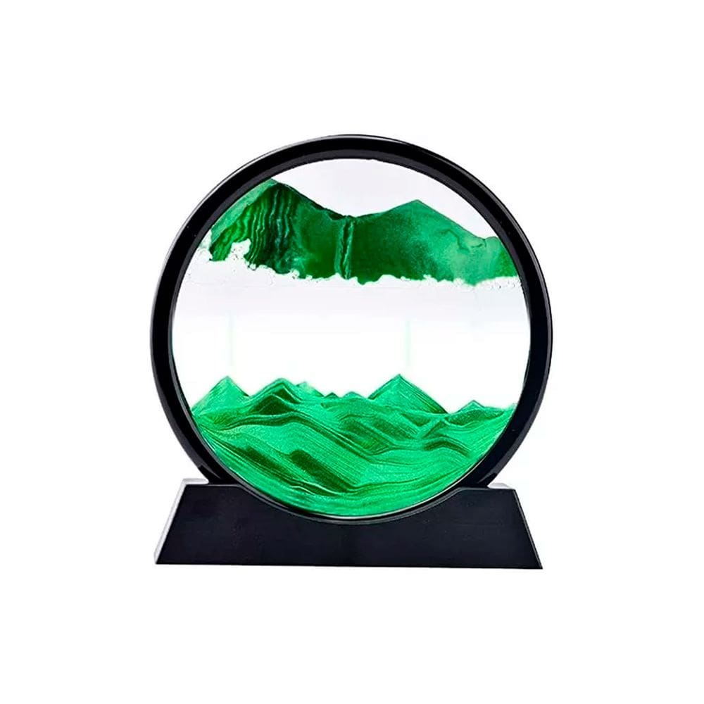 Enfeite de Vidro Interativo Quadro Redondo Decorativo Duna Ampulheta Para Quarto Sala Escritório 25CM