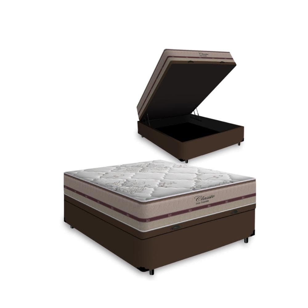 Cama Box Com Baú Viúva + Colchão De Molas Ensacadas - Anjos - Classic - 128x188x62cm