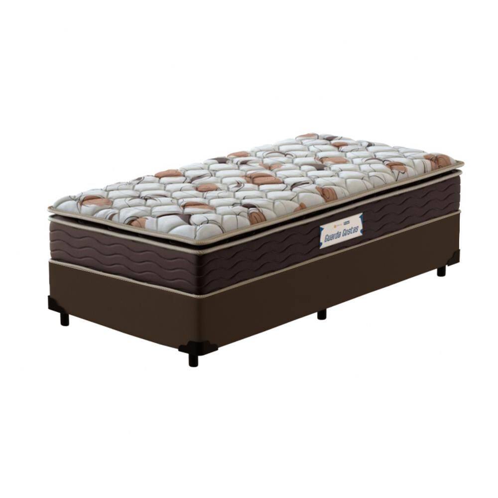 Box Solteiro King Marrom + Colchão de Espuma D45 - Probel - Guarda-Costas ProForce Plus 96x203x63cm