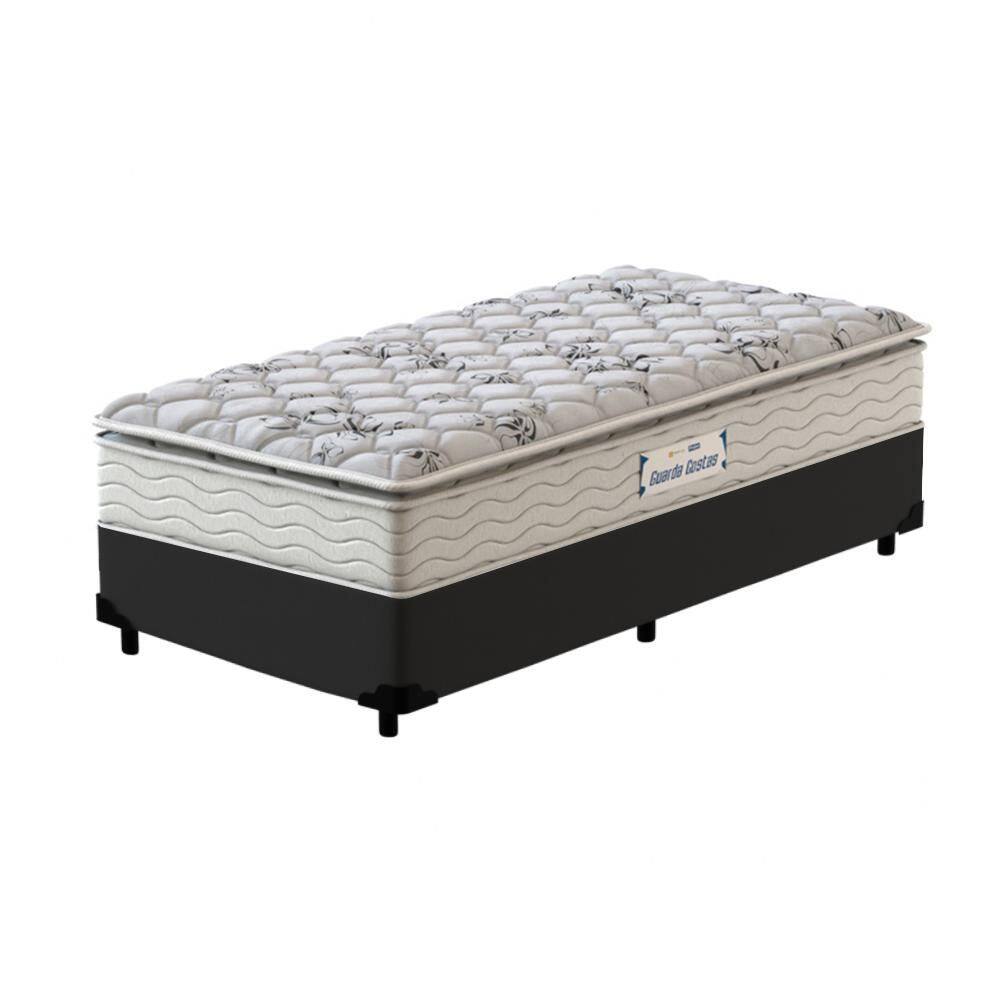 Cama Box Solteiro Preta + Colchão de Espuma D33 Probel GuardaCostas ProEvidence Plus 88x188x63cm