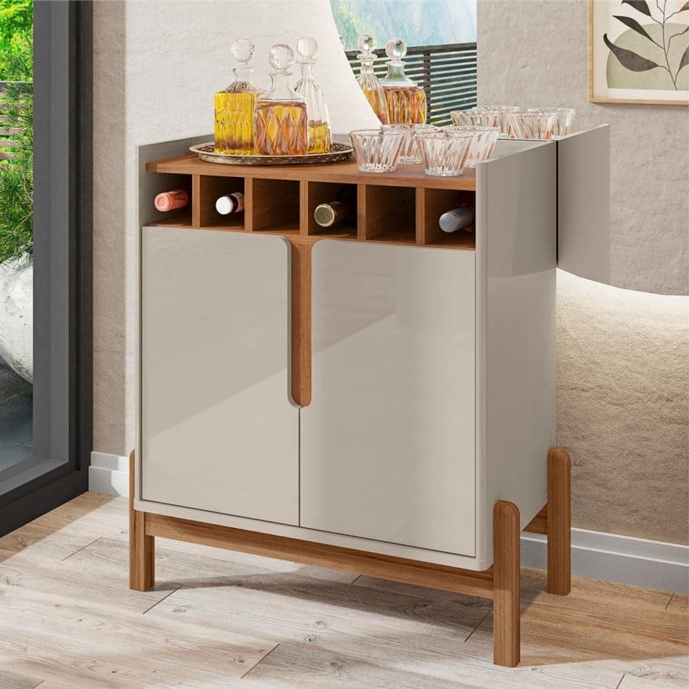 Bar com Adega Madrid Off White Cedro