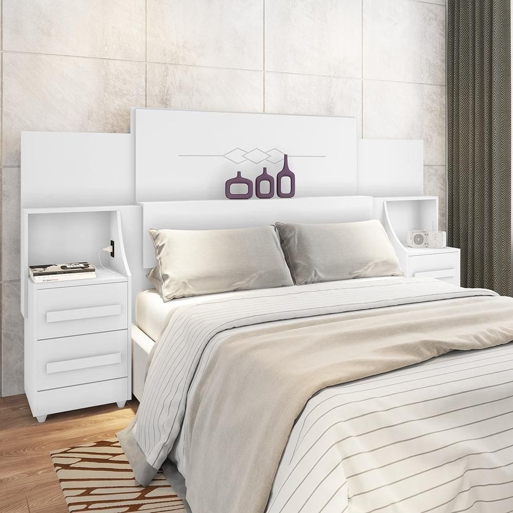 Cabeceira Casal Extensível Amanda Branco