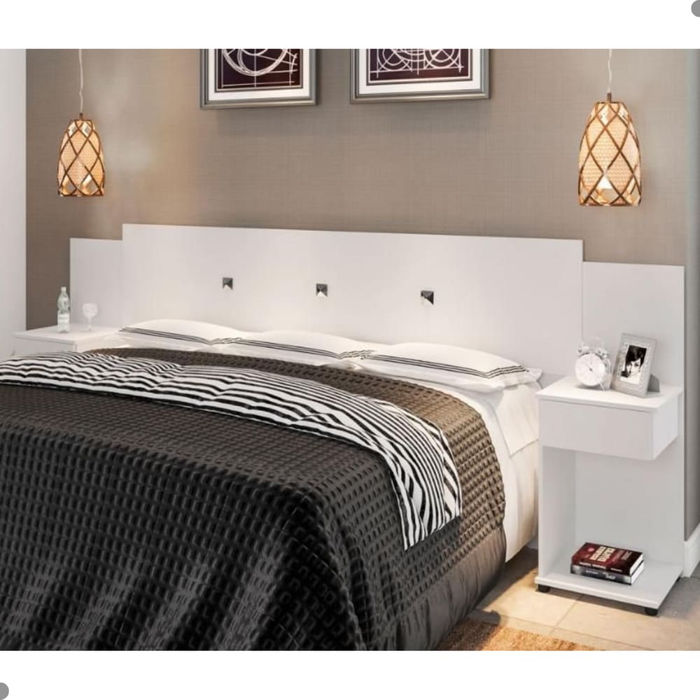 Cabeceira Box com Mesas Bruna Branco
