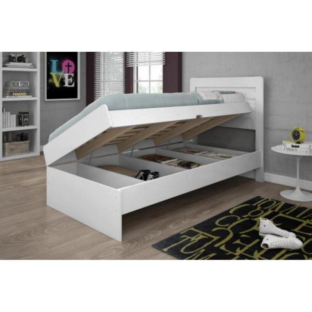 Cama Solteiro Baú Larissa Branca com Colchão