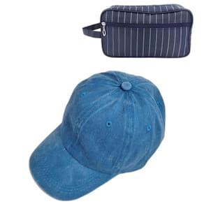 Kit Necessaire Organizador De Viagem Mais Boné Liso Aba Curva azul