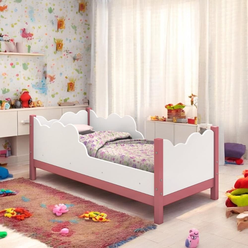 Cama Juvenil em Nuvem Cartagena Branca e Rosa