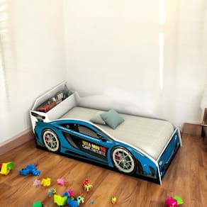 Cama Juvenil Speed com Baú Azul com Colchão