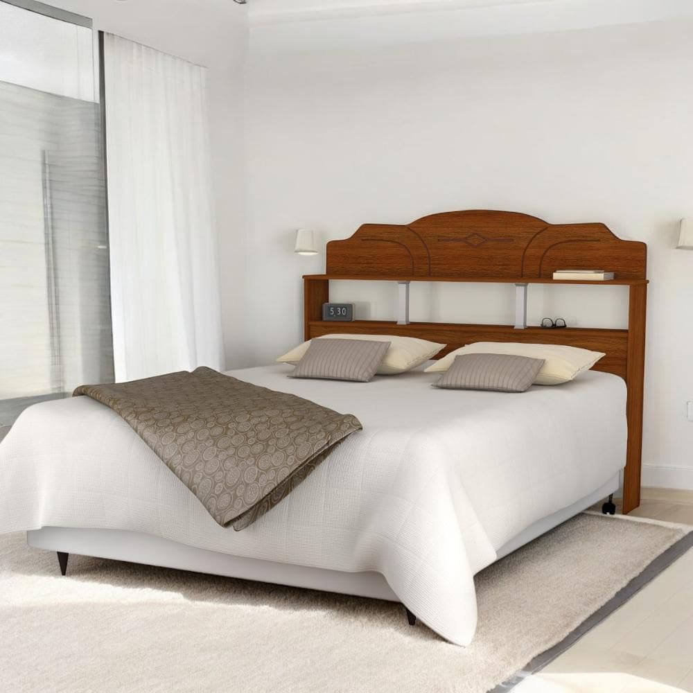 Cabeceira com Prateleira Harmonia Solteiro Cinamomo e Off