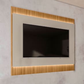 Painel para TV Até 70 Polegadas  1.8 Ripado com Led Tauari/Off White