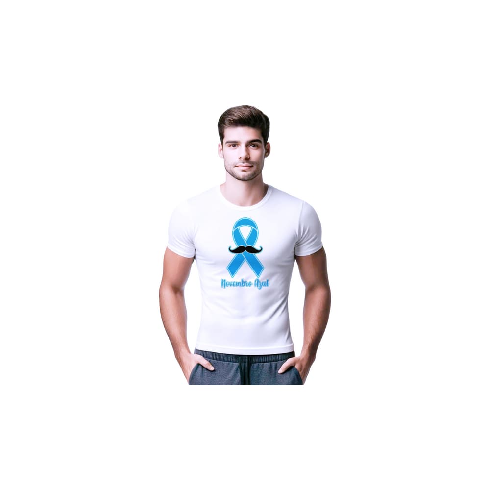 Camisetas de Poliester Branca Personalizadas Novembro Azul