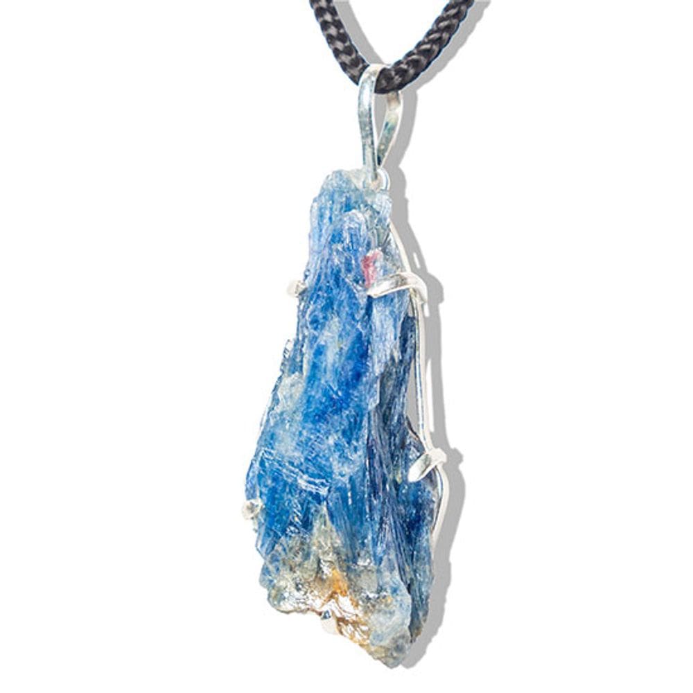 Colar Cianita Azul Natural Garra Prateado 40 a 50mm