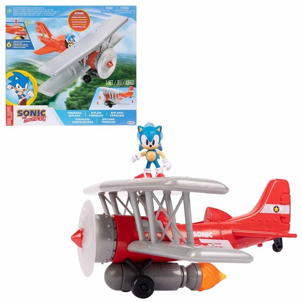 Sonic The Hedgehog  Avião Biplano Tornado C/ Luz e Som  e Boneco Sonic   -Sunny