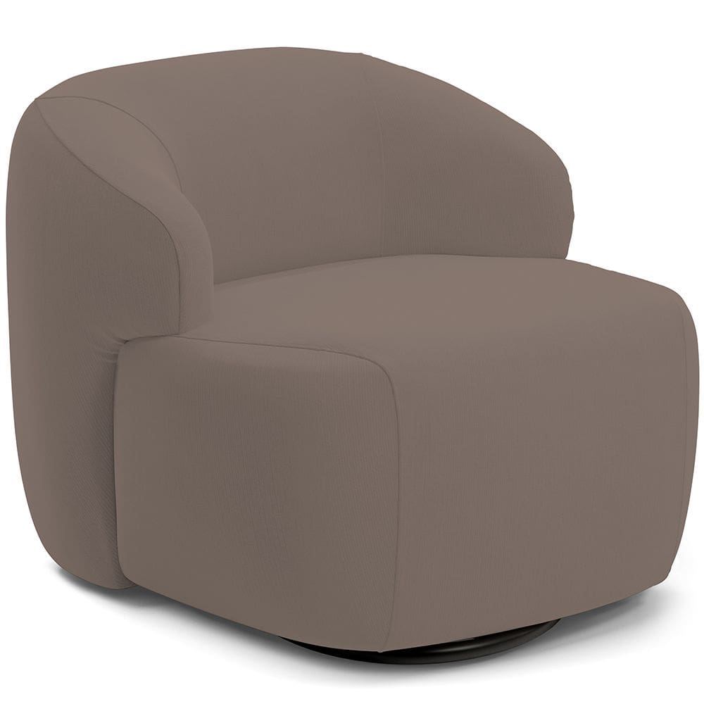 Poltrona Decorativa Orgânica Giratória Para Sala Living Barolo L06 Veludo Marrom - Lyam Decor