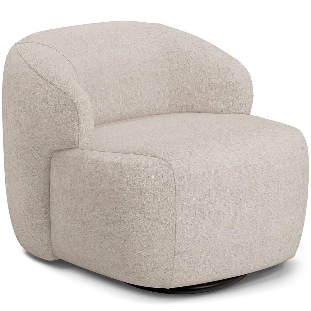 Poltrona Decorativa Orgânica Giratória Para Sala Living Barolo L06 Linho Bege - Lyam Decor