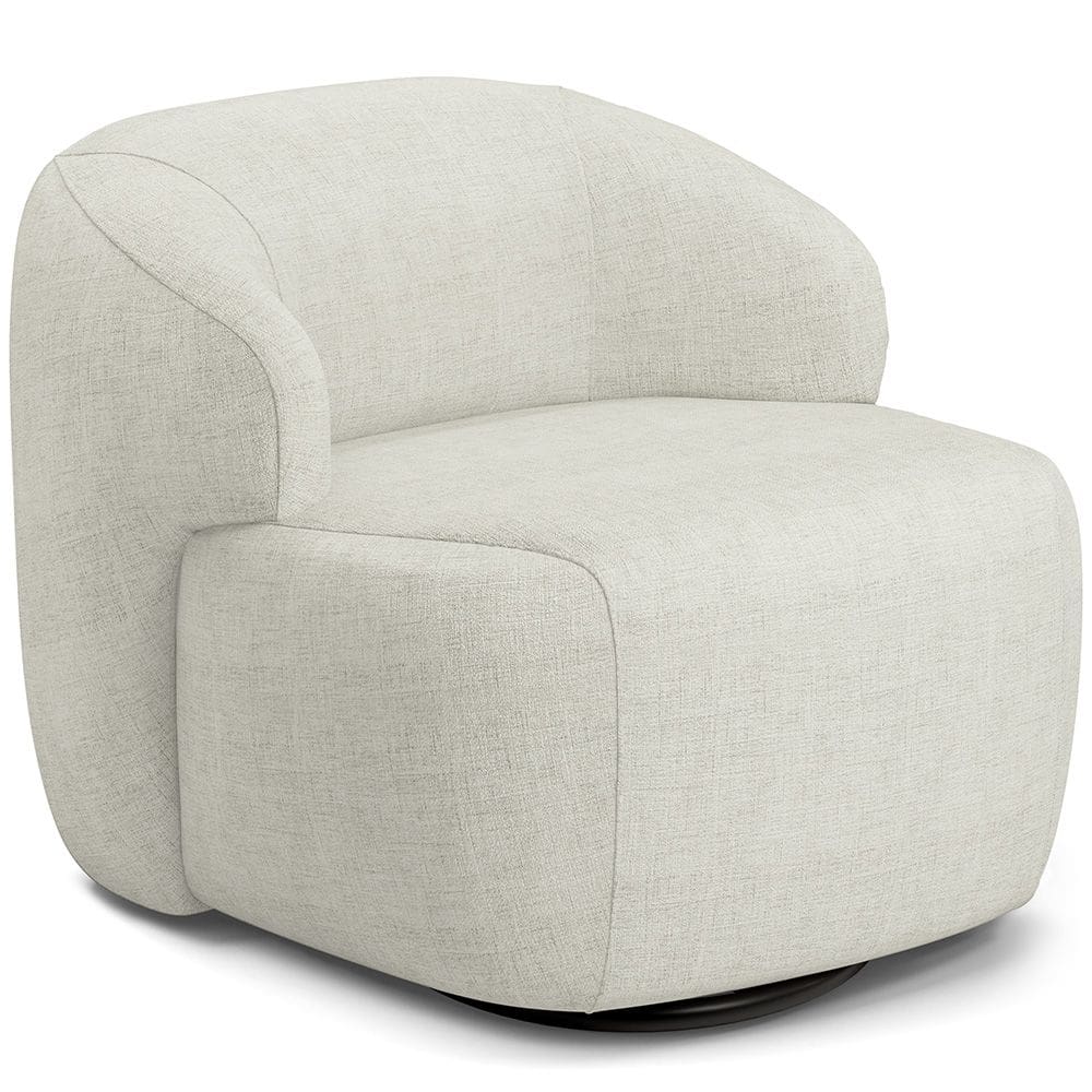 Poltrona Decorativa Orgânica Giratória Para Sala Living Barolo L06 Linho Cru - Lyam Decor