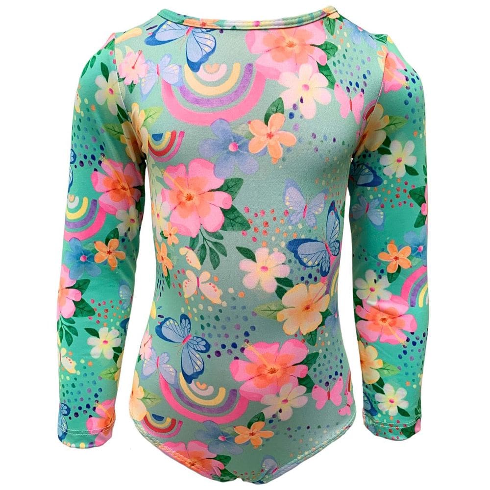 Maiô Infantil Florido Proteção Solar Uv Borboleta Praia Piscina Natação Juvenil Kids Teen Filtro Fps