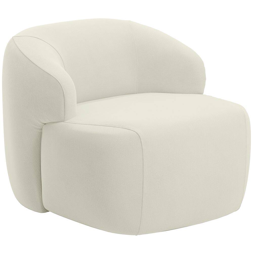 Poltrona Decorativa Fixa Orgânica Para Sala Living Barolo L06 Veludo Bege - Lyam Decor