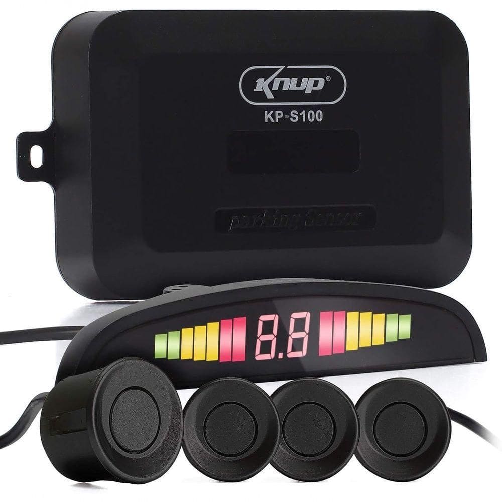 Sensor De Ré Estacionamento Buzzer Universal Display Preto