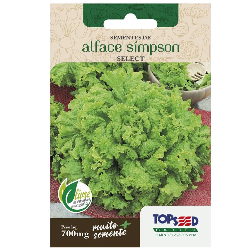 Sementes de Alface Crespa Simpson Select TOPSEED