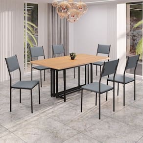 Conjunto Sala de Jantar Mesa 160x90cm Base Pérola Tampo Mdf Florença Grafite / Preto