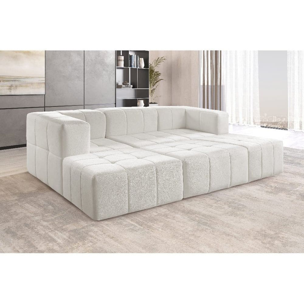 Sofá Box 3 Lugares Bouclé 258cm X 65 Cm X 172cm Nude