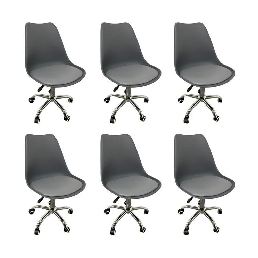 Kit 6 Cadeiras para Escritório Secretária Decorativa Eames Chicago Cinza