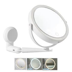 Espelho Giratorio LED 360 Graus 3 Tons 5x Aumento Touch USB Bateria Recarregavel Parede Ajustavel Gancho Banheiro Maquiagem Penteado Moderno