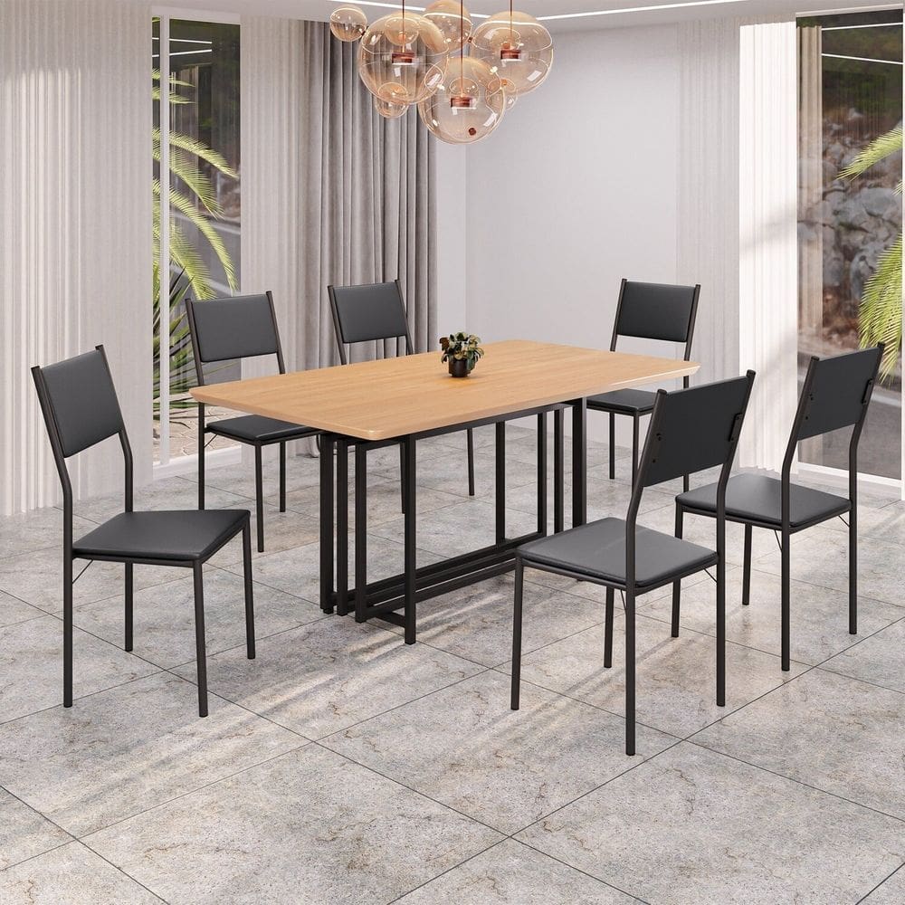 Conjunto Sala de Jantar Mesa 160x90cm Base Pérola Tampo Mdf Florença Preto