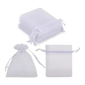 Kit 100 Unid Sacos Organza 7x9 Branco Tule Festa Lembrança