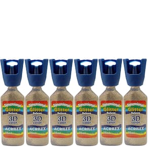 Box Kit 6 Dimensional Glitter 3D Acrilex 35ml - Escolha Cor