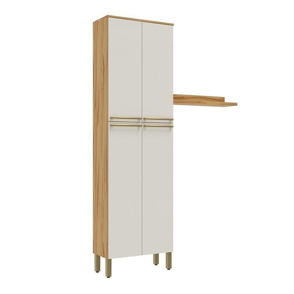 Conjunto de Armário Multiuso com 2 Peças 100% Mdf Itália Espresso Móveis Amêndoa/Off White