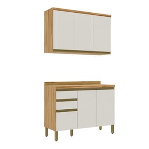 Conjunto para Lavanderia com 2 Peças 100% Mdf Madri Espresso Móveis Amêndoa/Off White