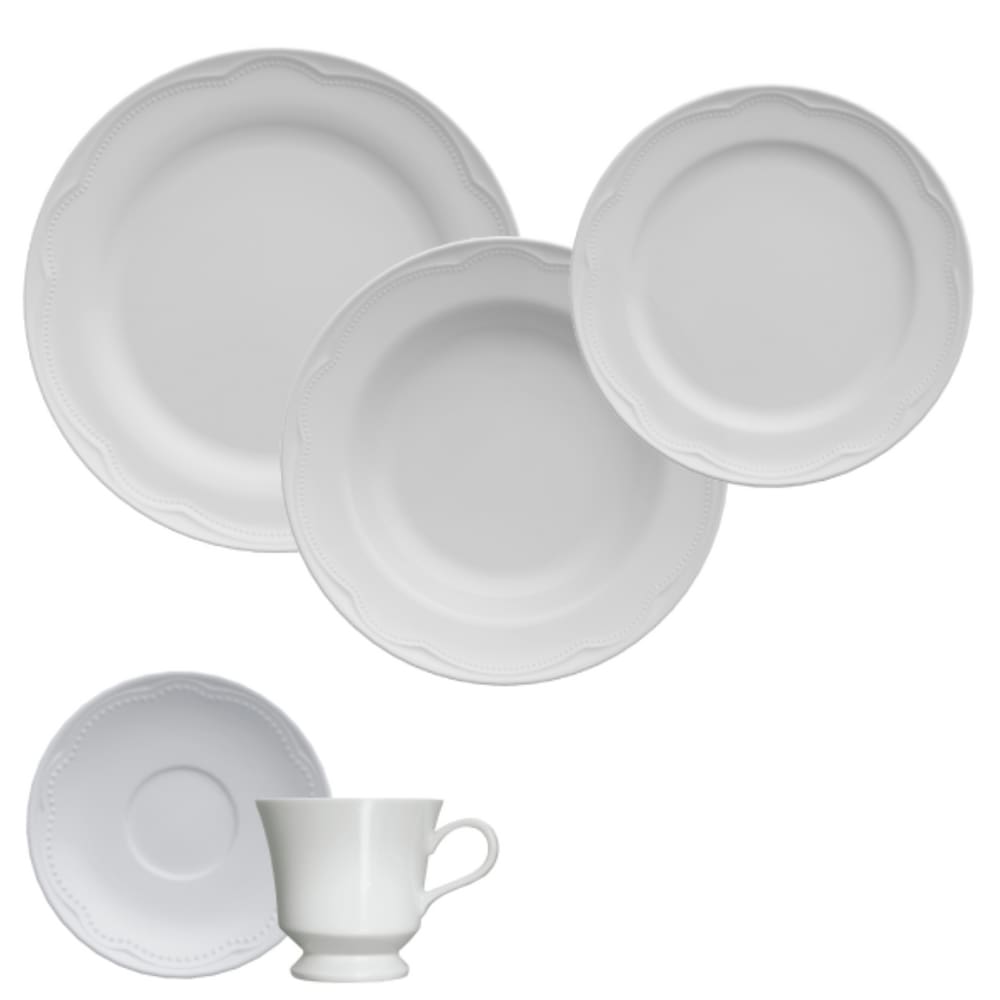 Jogo De Jantar Em Porcelana Cottage Com 30 Peças Germer Branco