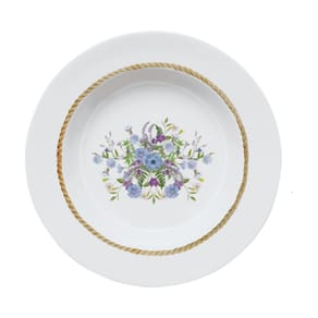 Jogo De Pratos Fundos Em Porcelana Floral Chic Com 6 Peças 23cm Germer