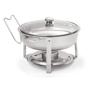 Rechaud Redondo 3,5 L Inox Banho Maria Tampa Vidro e Suporte