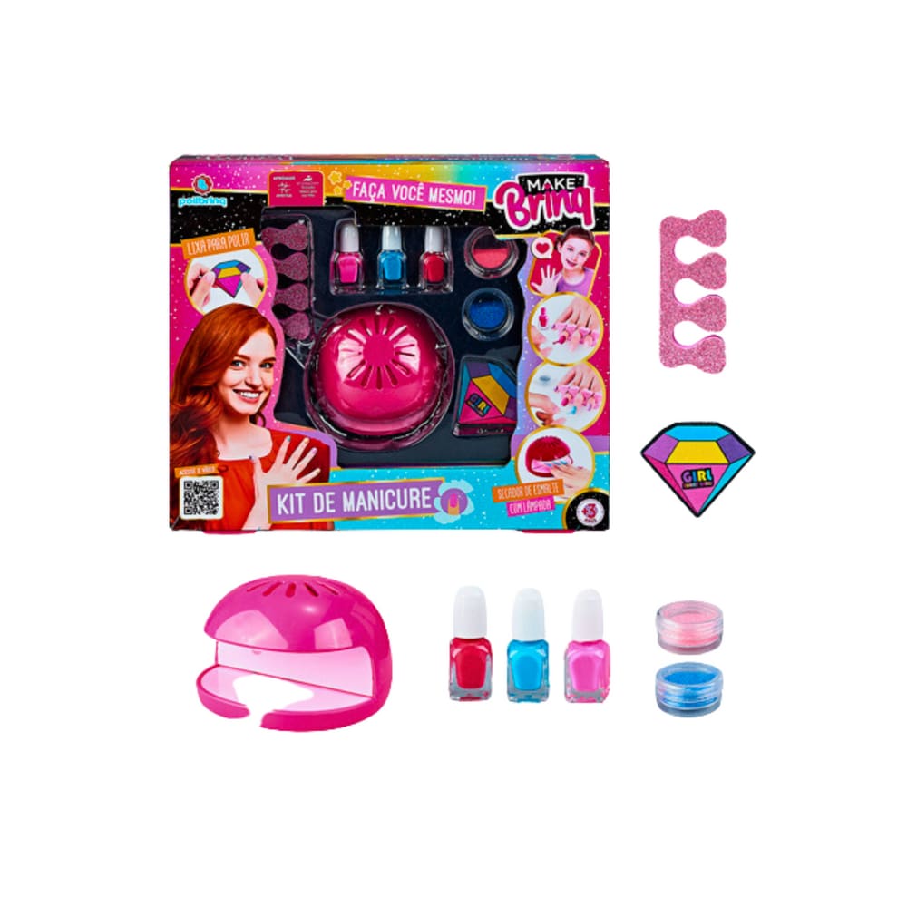 Kit Manicure com secador de esmalte com lampada com polidor