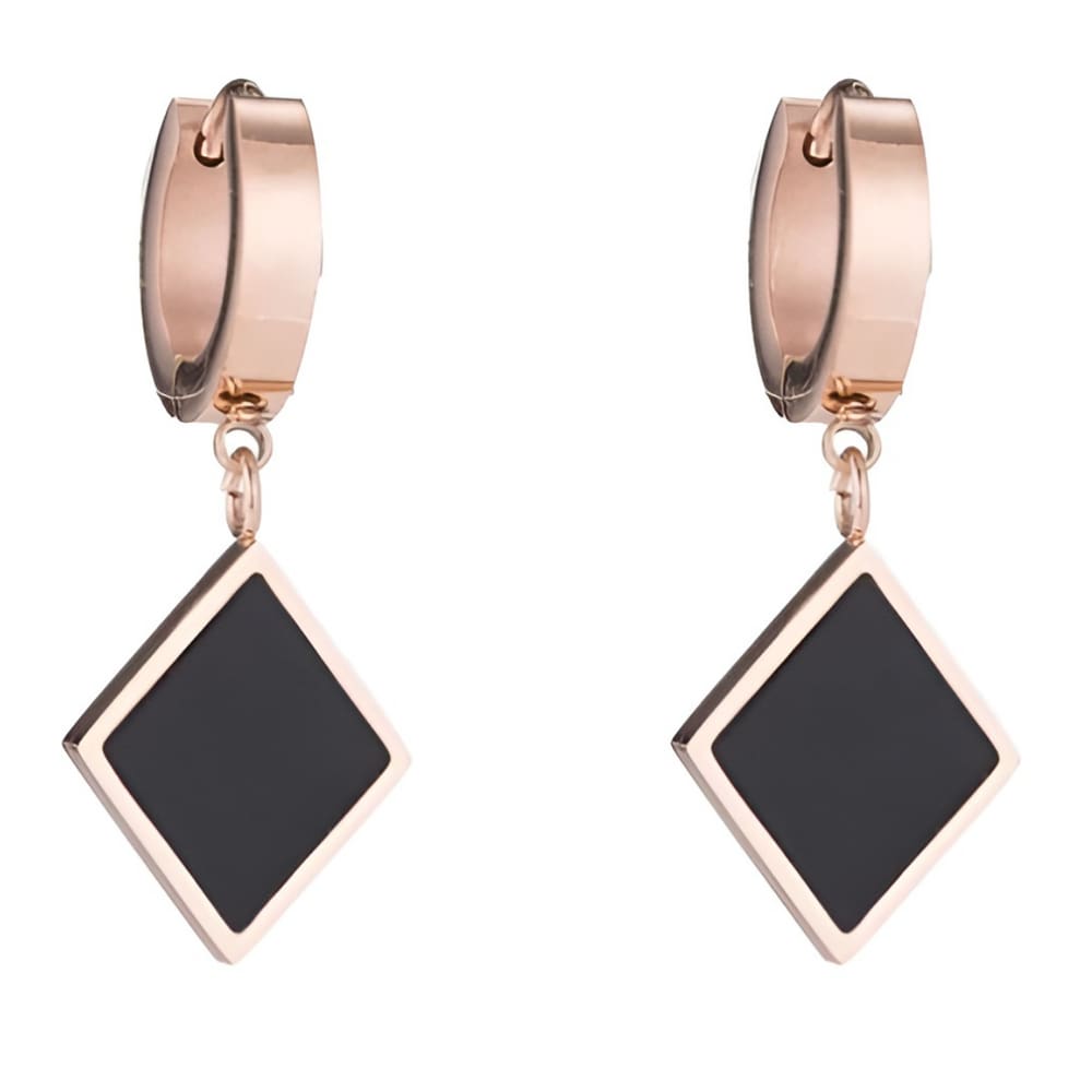 Brinco Feminino Geométrico Lucy Banho Ouro Rose + Caixinha