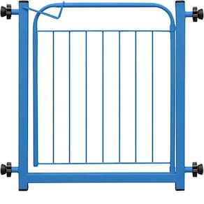 Portão Portãozinho 69cm Pet Portátil Dobrável Azul Com Prolongador