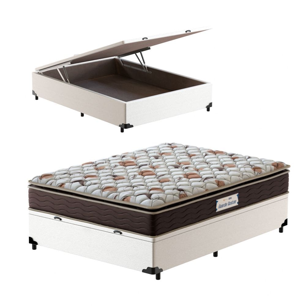 Cama Box Baú Viúva Branca + Colchão de Espuma D45 - Probel Guarda-Costas ProForce Plus 128x188x70cm
