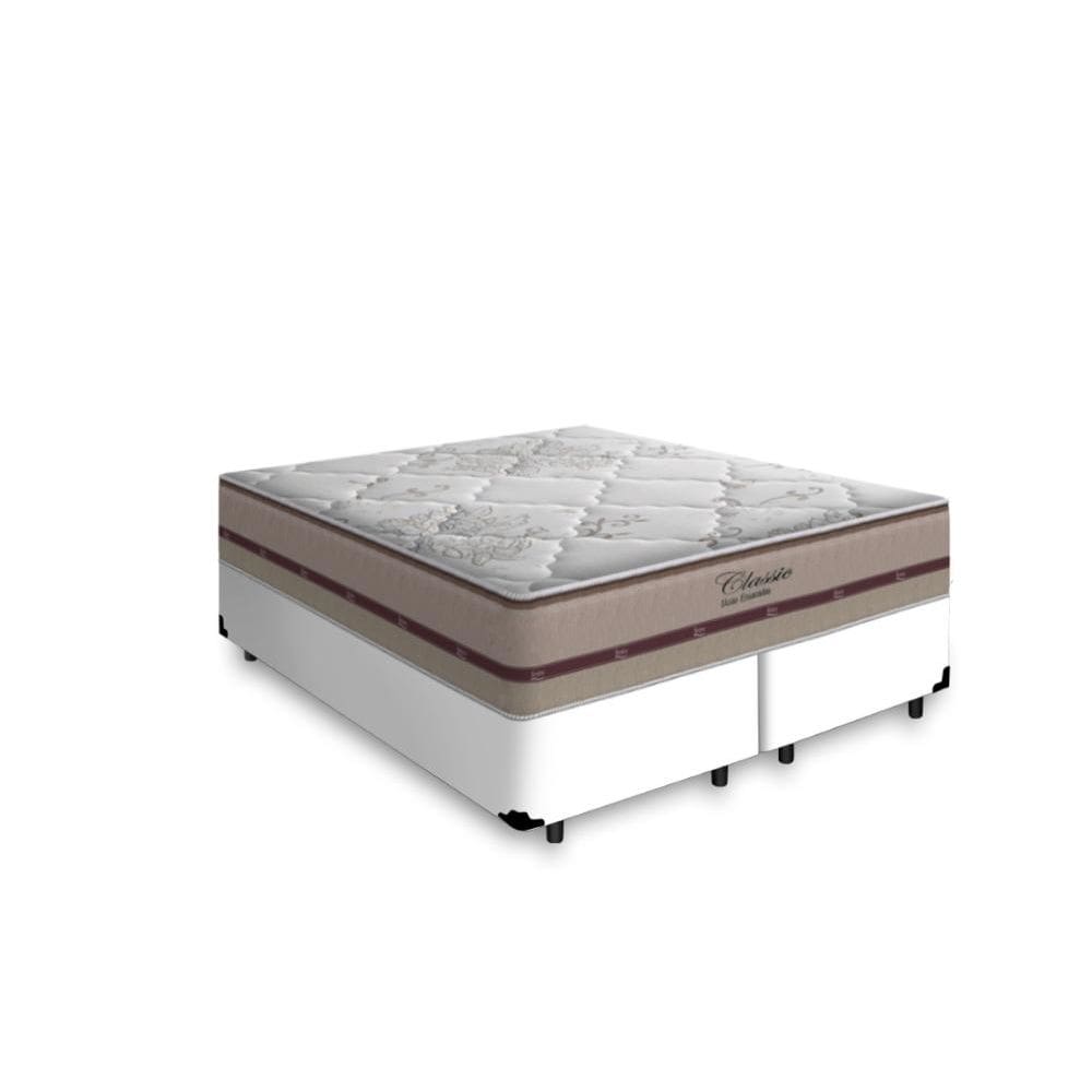 Cama Box Super King + Colchão De Molas Ensacadas - Anjos - Classic - 193x203x55cm