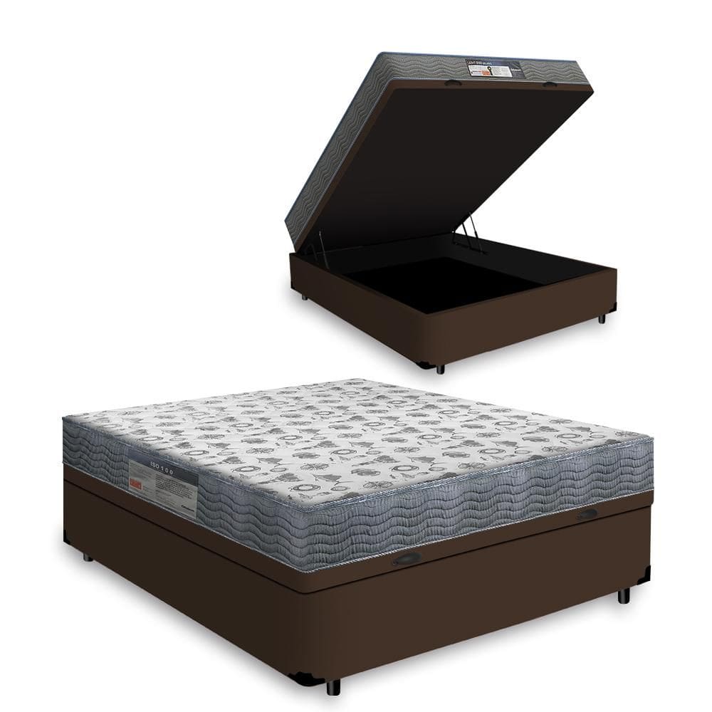 Cama Box Com Baú Viúva + Colchão D33 - Ortobom - ISO 100 128x188x60cm